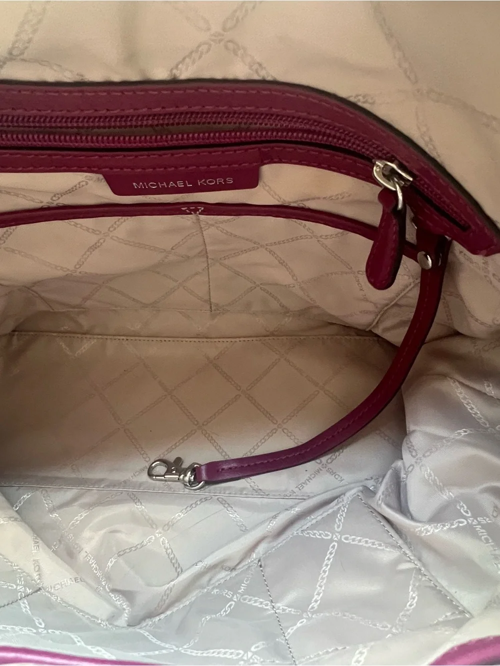 Michael Kors Fuchsia Pebbled Leather Hobo with Braided Strap
